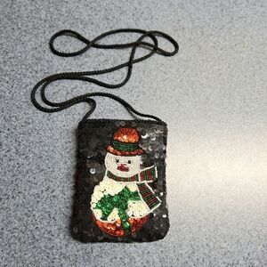 Sequin Snowman Crossbody Bag with Satin Lining☃️